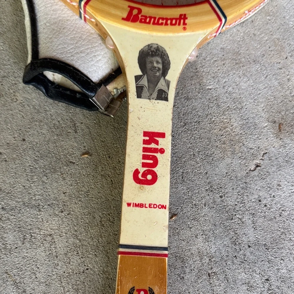 Bancroft King Wimbledon Wooden Tennis Racket - Cream & Red - Picture 2 of 3